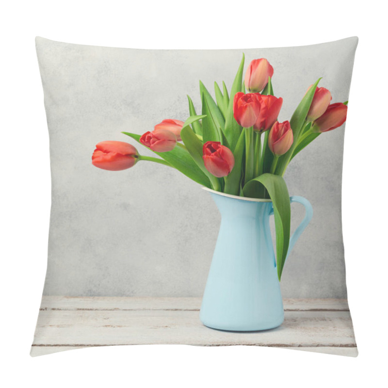 Personality  Red tulip flowers bouquet  pillow covers