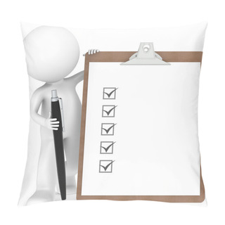 Personality  3D Little Human Character Holding A Clipboard And Pen Pillow Covers