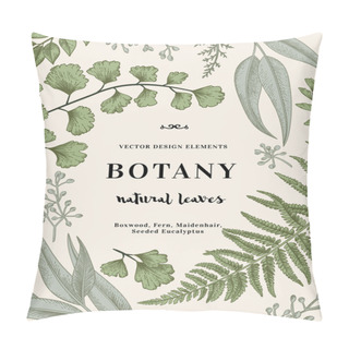 Personality Botanical Illustration With Leaves Pillow Covers