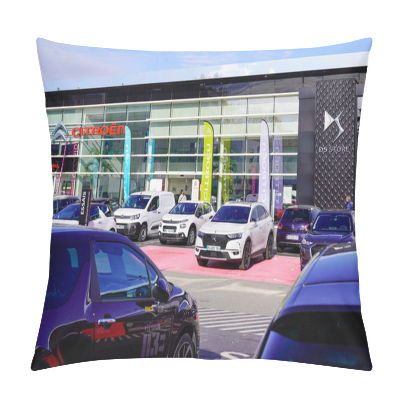 Personality  Bordeaux , Aquitaine / France - 11 13 2019 : DS Automobiles Citroen Shop Dealership Sign Store French Automobile Manufacturer Group PSA Peugeot Citroen Pillow Covers