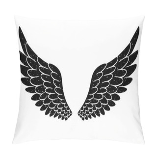 Personality  Hand Drawn Bird Or Angel Grunge Textured Flapping Wings. Hand Drawn Wings Silhouette For T-shirt Prints, Tatoo Design, Vintage Styled Poster. Pillow Covers