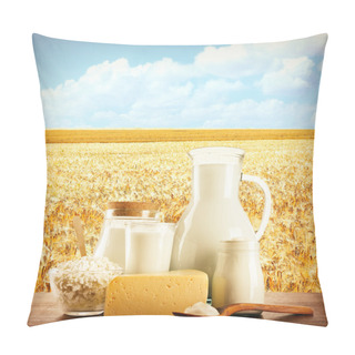 Personality  Dairy Products On Field Background Pillow Covers
