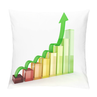 Personality  3d Shiny Colorful Business Graph On White Background Pillow Covers