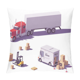 Personality  Vector Low Poly Trucks And Forklift Pillow Covers