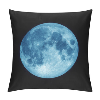 Personality  Close Up Of Full Blue Moon With Star On Black Space Background, Blue Lunar In Dark Night Sky Pillow Covers