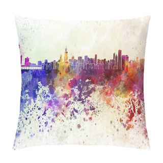 Personality  Chicago Skyline In Watercolor Background Pillow Covers