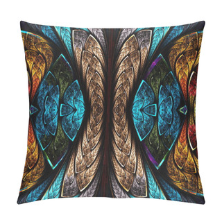 Personality  Fractal Pattern In Stained Glass Style. Pillow Covers