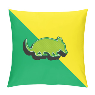 Personality  Ant Eater Shape Green And Yellow Modern 3d Vector Icon Logo Pillow Covers
