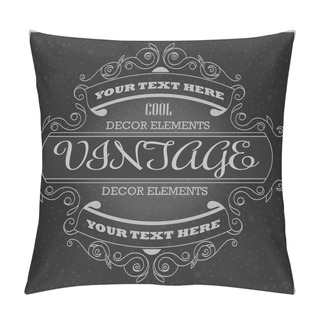 Personality  Vector Cool Vintage Template White On Black Background. Hipster Design For Invitation, Site, Print And Other Pillow Covers