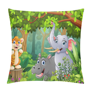Personality  Landscape Forest Cartoon Of Green With Wild Animal Pillow Covers