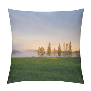 Personality  Foggy Landscape. Early Morning Mist. Pillow Covers
