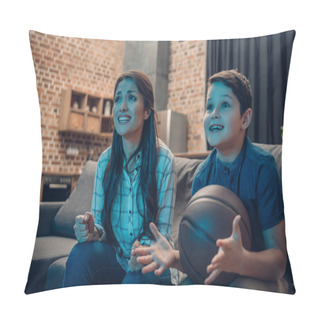 Personality  Excited Family Watching Basketball Pillow Covers