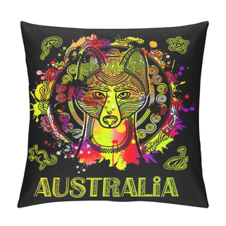 Personality  Vector Image Of Dog Dingo In Ethnic Style. Australian Aboriginal Pillow Covers
