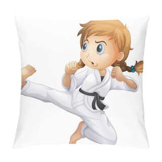 Personality  A Female Doing Karate Pillow Covers