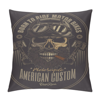Personality  Skull_biker_04 Pillow Covers
