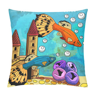 Personality  Colorful Aquarium Fishes Pillow Covers