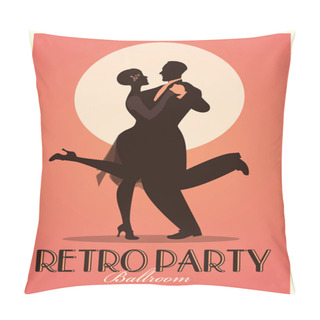 Personality  Retro Party Poster. Silhouettes Of Couple Wearing Clothes In The Style Of The Twenties Dancing Charleston Pillow Covers