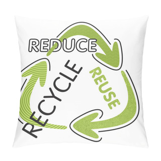 Personality  Reduce, Reuse, Recycle - Green Slogan Of Environment Saving Program In Eco-friendly Decoration. Motivational Emblem. Pillow Covers