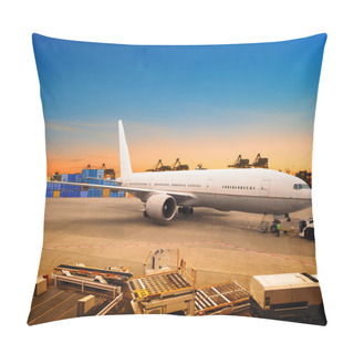 Personality  Air Freight And Cargo Plane Loading Trading Goods In Airport Con Pillow Covers