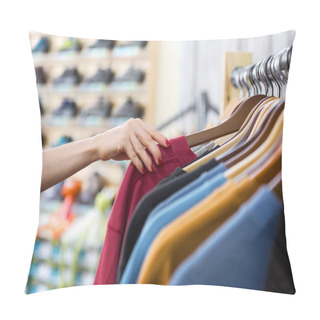 Personality  Row Of Summer Seasonal Apparel And Hand Of Customer In Shop Pillow Covers