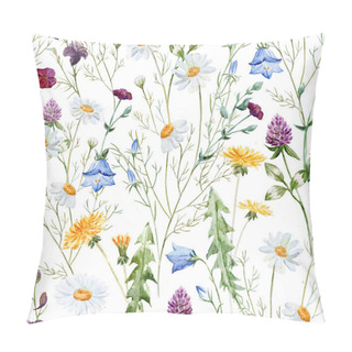 Personality  Watercolor Chamomile, Clover, Bell, Background Pillow Covers