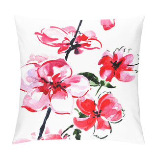 Personality  Spring Flowering Branches, Pink Flowers, Blossoms, Isolated  Pillow Covers
