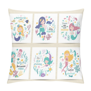 Personality  Set Of Posters With Mermaid, Sea Animals Pillow Covers