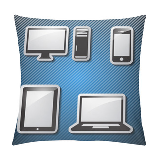Personality  Set Of Monitor, Tablet And Smart Phone. Vector Pillow Covers