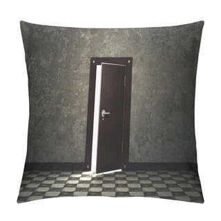 Personality  Bright Light Through An Open Door In Empty Room 3d Background Pillow Covers