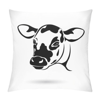Personality  Vector Of Picture Cow Head Design ,logo Design,Farm Animals,Black And White Picture,Line Animal,on The White Background.   Pillow Covers