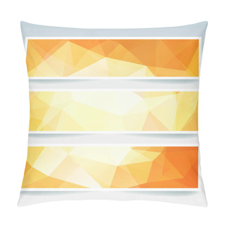 Personality  Horizontal Banners Set With Yellow, White, Orange Polygonal Triangles. Polygon Background, Vector Illustration Pillow Covers