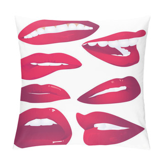 Personality  7 Lips Expressions. Pillow Covers
