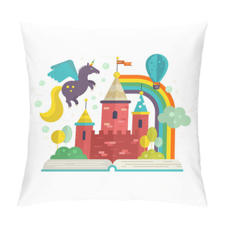 Personality  Book With Colorful Fairy Castle Pillow Covers
