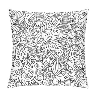 Personality  Easter Doodles Vector Seamless Pattern Pillow Covers