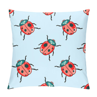Personality  Ladybugs Seamless Background Repeating Pattern, Wallpaper Background, Cute Seamless Pattern Background Pillow Covers