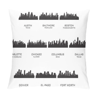 Personality  Silhouettes Of The USA Cities_1 Pillow Covers