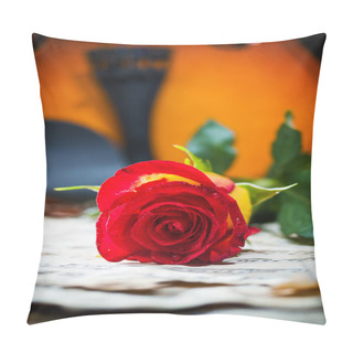 Personality  Violin Sheet Music And Rose Pillow Covers