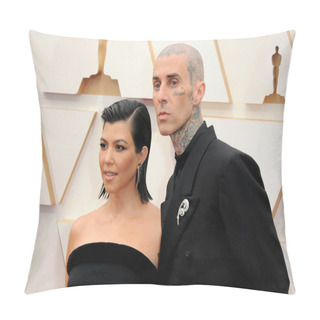 Personality  Kourtney Kardashian And Travis Barker At The 94th Annual Academy Awards Held At The Dolby Theatre In Los Angeles, USA On March 27, 2022. Pillow Covers