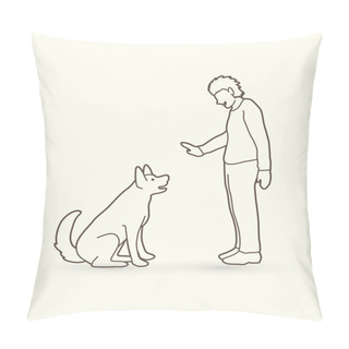 Personality  Dog Training , A Man Training A Dog  Pillow Covers