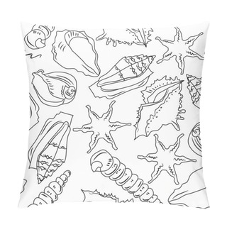 Personality  Seamless Background With Different Shells Pillow Covers