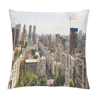 Personality  A Stunning View Of A City Filled With Towering Skyscrapers, Dominating The Skyline With Their Impressive Height And Modern Architecture Pillow Covers