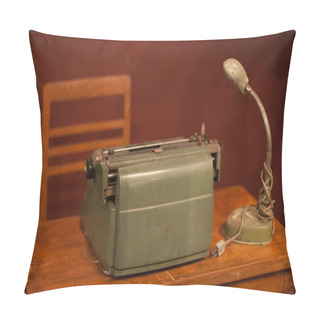 Personality  Old Typewriters And Old Lantern. Pillow Covers