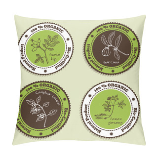Personality  Set Of Natural Organic Product Badges Pillow Covers