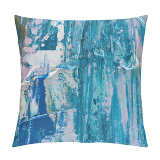 Personality  Close Up Texture Of Blue Brush Strokes Of Oil Paint Pillow Covers