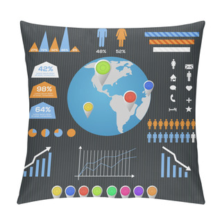 Personality  World Map And Information Graphics. Pillow Covers