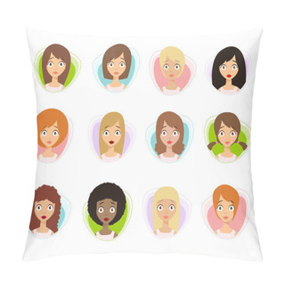Personality  Worried Women Faces Set Pillow Covers