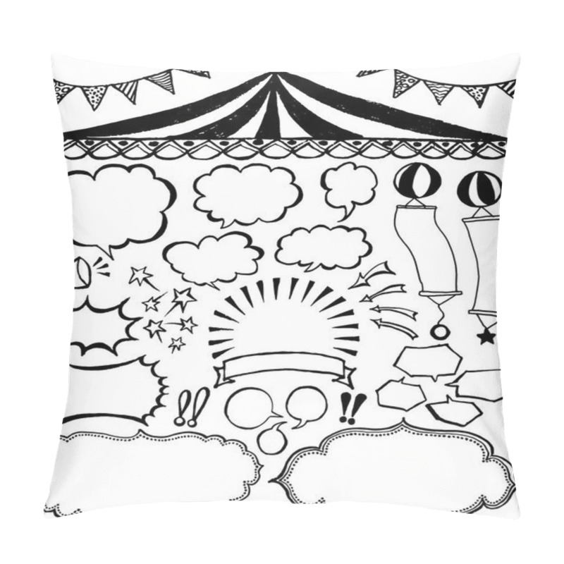 Personality  speech bubbles and market place ornaments. pillow covers