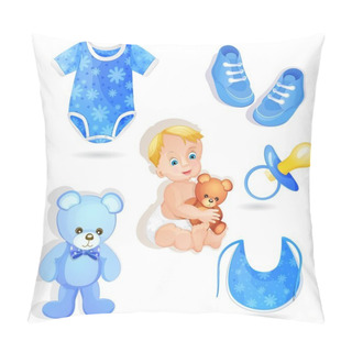 Personality  Set Of Elements For A Baby Boys Pillow Covers