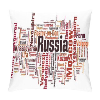 Personality  Cities In Russia Word Cloud Concept. Vector Illustration Pillow Covers