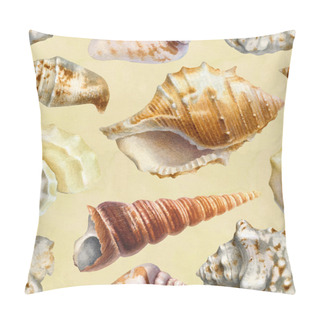Personality  Pattern With Watercolor Illustrations Of Shells Pillow Covers